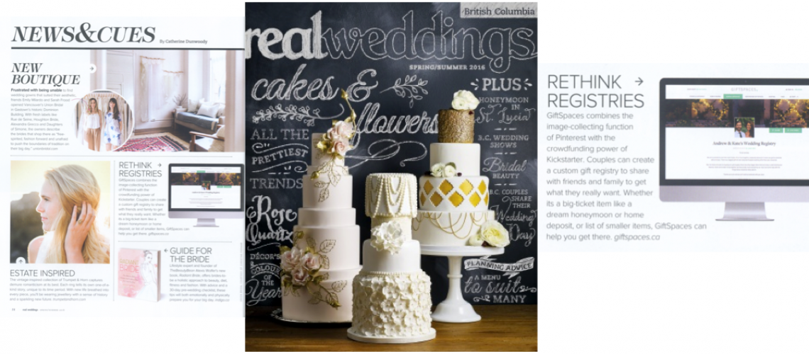 GiftSpaces in Real Weddings Magazine